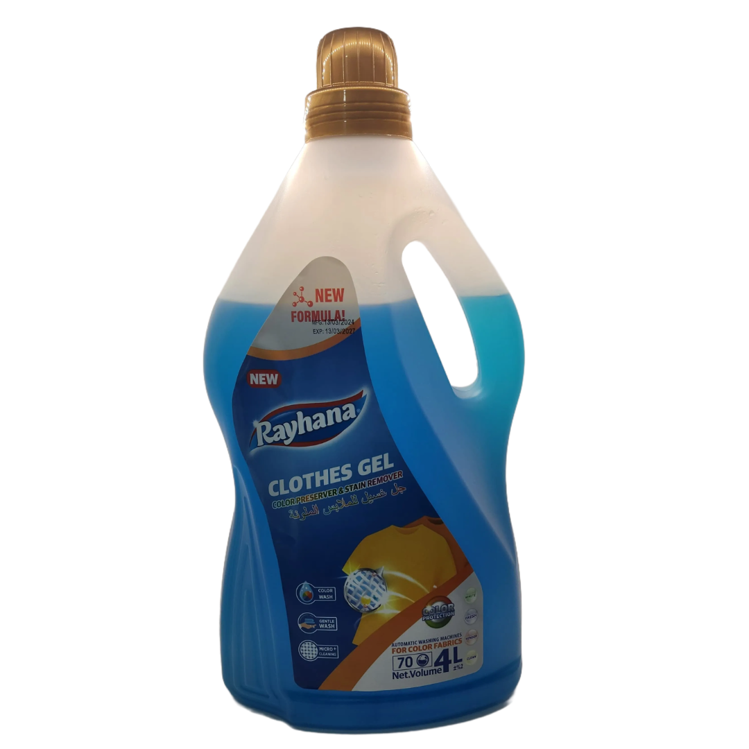 ريحانة جل سائل غسيل الملابس 4ليتر - ملابس ملونة - غسالات أوتوماتيكية ذات تحميل أمامي و العلوي